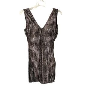 Revolve H:ours Gold Black Metallic Cowl Back Mini Dress size small padded bust